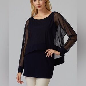 Joseph Ribkoff Tunic Sheer Overlay Top Size 10